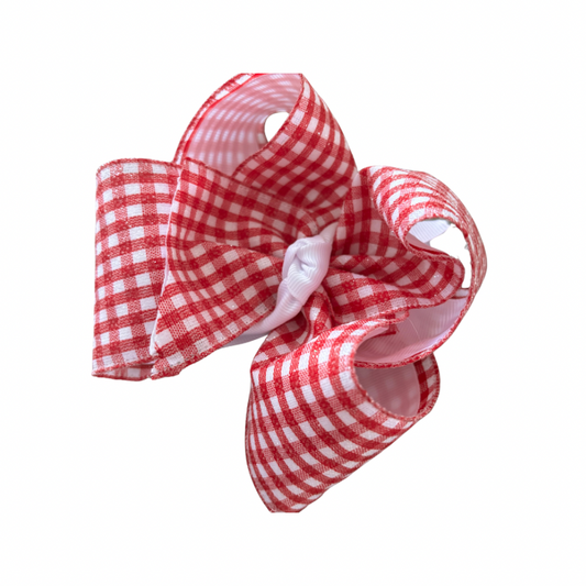 Red Glitter Plaid Ribbon Bow